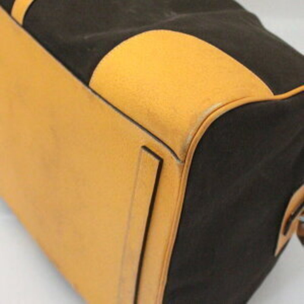 Prada vintage brown canvas yellow leather trim duffle travel - Picture 6 of 6